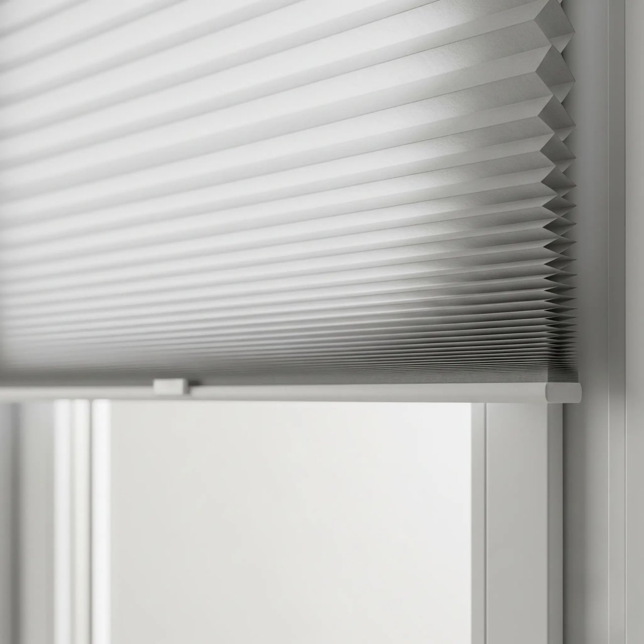 Close-up of a pleated honeycomb blind