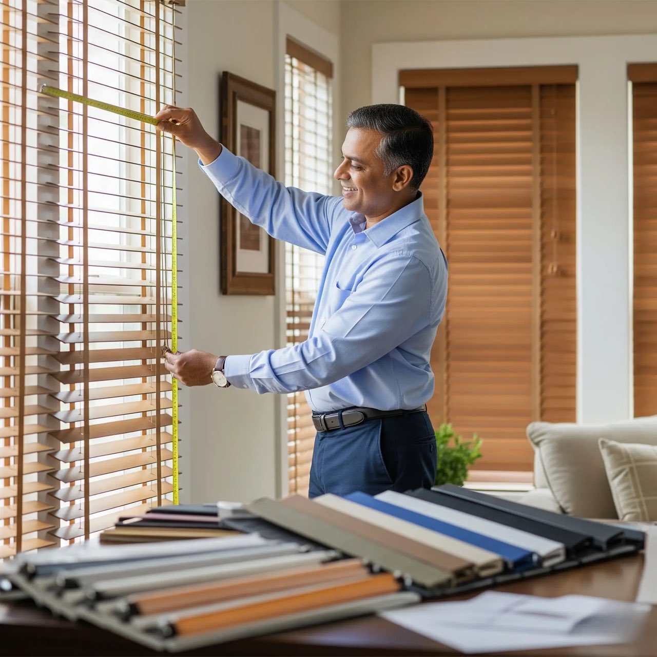 Measuring a window for wooden blinds